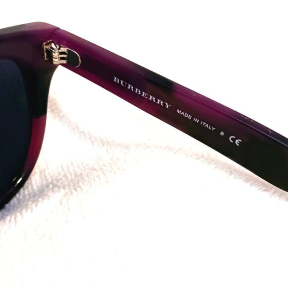 Burberry Sunglasses Tortoiseshell PURPLE BLACK Round Cat Eye Gray Lens Authentic - Picture 10 of 16